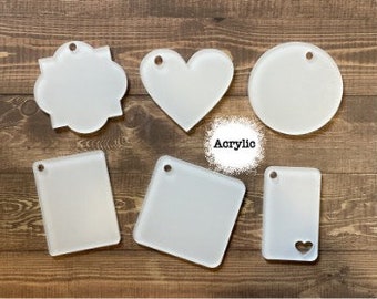 Sublimering Akryl Nyckelringsämnen: Blandade Former Set med 6