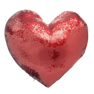 Blank Heart Shaped Sequin Pillow Cover- 15&quot; x 17&quot; for Sublimation/Red sequin pillowcases /Sublimation sequin pillowcase/sequin pillows