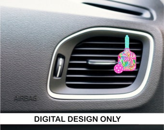 Preppy Pickleball Paddle Car Vent Clip Design (PNG Digital Download)