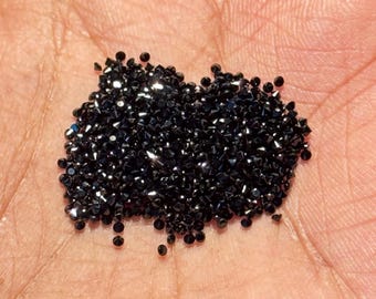 1000 Pcs Black Spinel Faceted Gemstones Lot 1.5mm Round Shape Black Spinel Brilliant Cut Gemstone Loose Gems Stones
