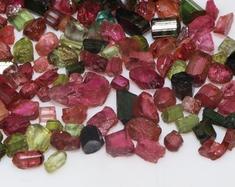 100 Pcs Multi Tourmaline Raw Rough Gemstone Mix: Jewelry Making, Healing Crystals