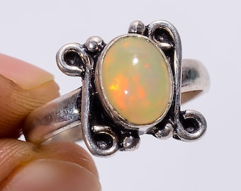 Sterling Silver Ethiopian Opal Ring - All Sizes, Bridal Jewelry