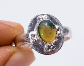 Ethiopian Opal Sterling Silver Ring - All Sizes