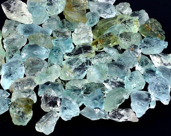 100 Aquamarine Rough Stones: Natural Healing Crystals (4-7mm)