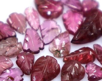 Pink Tourmaline Leaf Carving: Loose Gemstone (13x6x3mm)