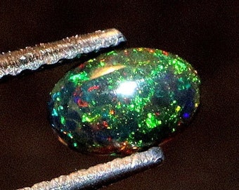 6x4mm AAA Black Ethiopian Opal Cabochon: Loose Fire Opal Gemstone