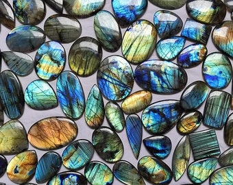 100 Carat Flashy Labradorite Gemstone Mix: Multi-Shape Jewelry Stone
