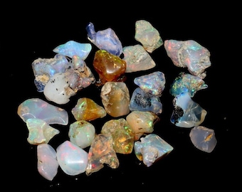 Ethiopian Opal Rough Lot: Natural Rainbow Fire Opals (24 Pieces)