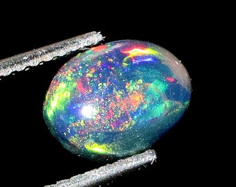 7x9mm Welo Black Ethiopian Opal Cabochon: October Birthstone