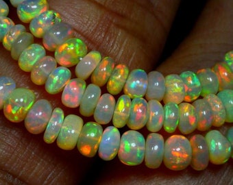 100 Pcs OPAL FIRE Beads Drilled, Loose Opal Beads, Natural Ethiopian Opal, Round Shape Opal, Size 3-4mm,Opal For Necklace