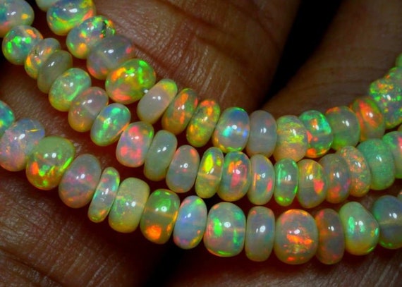 100 Pcs OPAL FIRE Beads Drilled, Loose Opal Beads, Natural Ethiopian Opal, Round Shape Opal, Size 3-4mm,Opal For Necklace