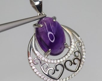 Amethyst Pendant, 925 Silver Sterling Pendant, Amethyst Jewelry, Gemstone Pendant, Handmade Pendant, Women Pendant, Silver Pendant