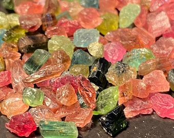 100 Pcs Multi-Tourmaline Raw Gemstone Rough: Jewelry Making Crystals
