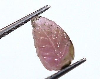 Bio Tourmaline Leaf Shape Carved Loose Gemstone For Making Jewelry 12x7x3mm P14