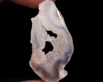White Botswana Agate Cabochon: Fancy Shape Loose Gemstone (41X21X5 MM)