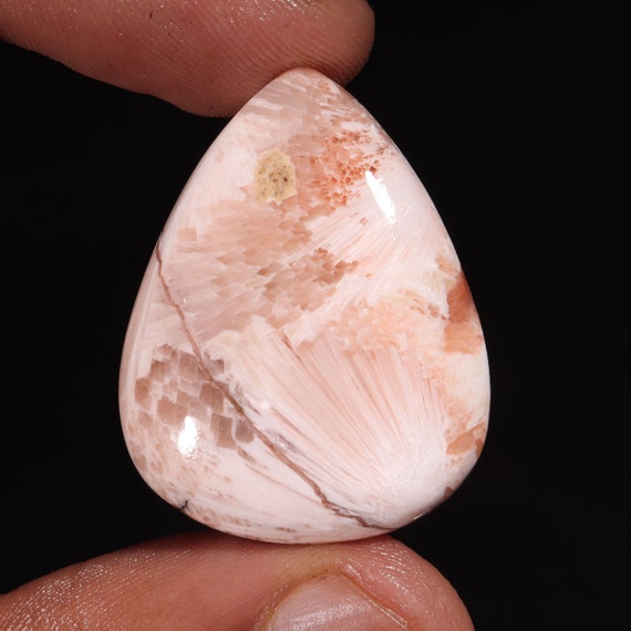 Pink Scolocite Pear Cabochon: Jewelry Making Gemstone (33X26X7 MM