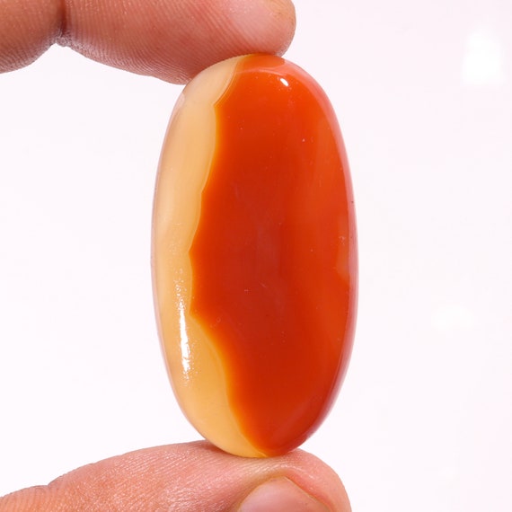 Orange Botswana Agate Cabochon: Oval Gemstone (43X22X8 MM)
