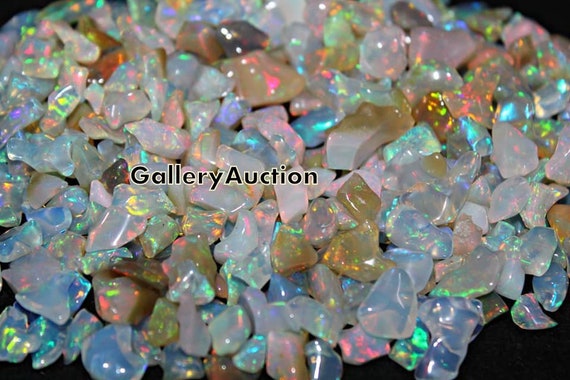 100 Ethiopian Welo Opal Rough Crystals: Raw Fire Opal, 3-5mm