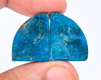 Par de cabujones de apatita azul natural: piedra preciosa de fantasía, 33,00 ct