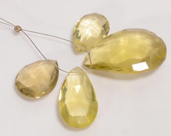 100% Natural Lemon Topaz Pear Shape Faceted Beads 18X15 31X21 mm Strand 1" 72.5 Ct. B-2316