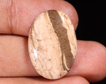 Oval Agate Jasper Cabochon: Loose Gemstone (27X19X6 MM)