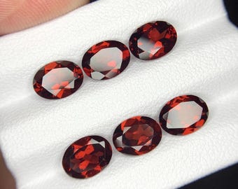 6 Pcs Lot Natural Mozambique Garnet Gemstone 6X8MM Oval Shape Faceted Loose Gemstone Calibrated Top Quality Garnet Gemstone