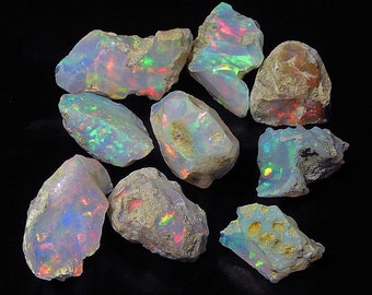 50 Carat OPAL Raw Crystals - AA Grade, Large - Bulk Raw Opal, Rough Opal Lot, Welo Opal, Big Multi fire Natural Ethiopian