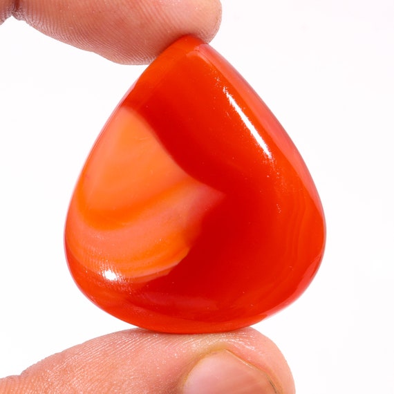 Orange Botswana Agate Heart Cabochon: Ct, 36X32X7 MM