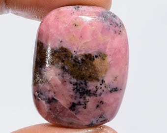 Rhodonite Gemstone Cabochon: Radiant Cut, 50 Ct, 27x21x6 mm