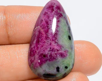 Ruby Zoisite Pear Cabochon: 36.5 ct Loose Gemstone (30X17X6 mm)