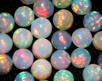 Natural Ethiopian Opal Cabochon: AAA Quality Round Fire Stone