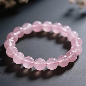 AAA Rose Quartz Crystal Bead Bracelet: Heart Chakra Healing, Divine Love