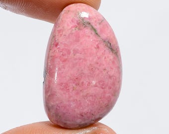 Rhodonite Gemstone Cabochon: Fancy Shape, 37 Ct, 28X17X5 mm
