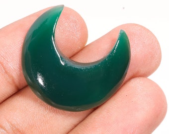 Unique Top Quality Natural Green Onyx Moon Shape Cabochon Loose Gemstone For Making Jewelry 27.30 Ct 30X14X6 MM SS-188