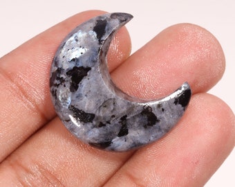 Natural Larvikite Gemstone Rainbow Moon Moon Shape Cabochon Loose Gemstone For Making Jewelry 27.55 Ct 30X14X6 MM SS-177