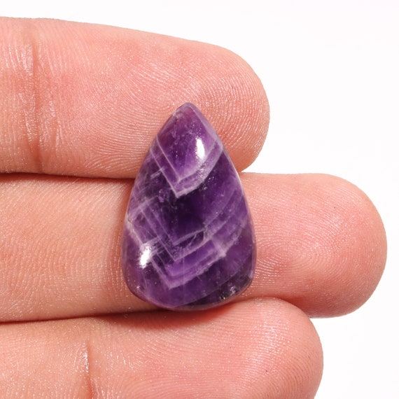Chevron Amethyst Pear Cabochon: Loose Gemstone (23X15X7 MM,