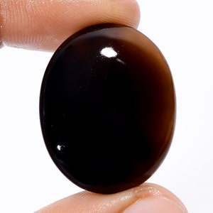 Black Botswana Gemstone Oval Shape Cabochon Gemstone For Making Jewelry 30.5 Ct. 28X23X5 mm B-840