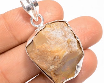 Handmade Ethiopian Opal 925 Sterling Silver Pendant - Ethnic Style