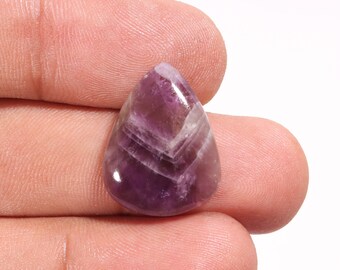Chevron Amethyst Pear Cabochon: 12.85 Ct Loose Gemstone (21X16X5 MM)