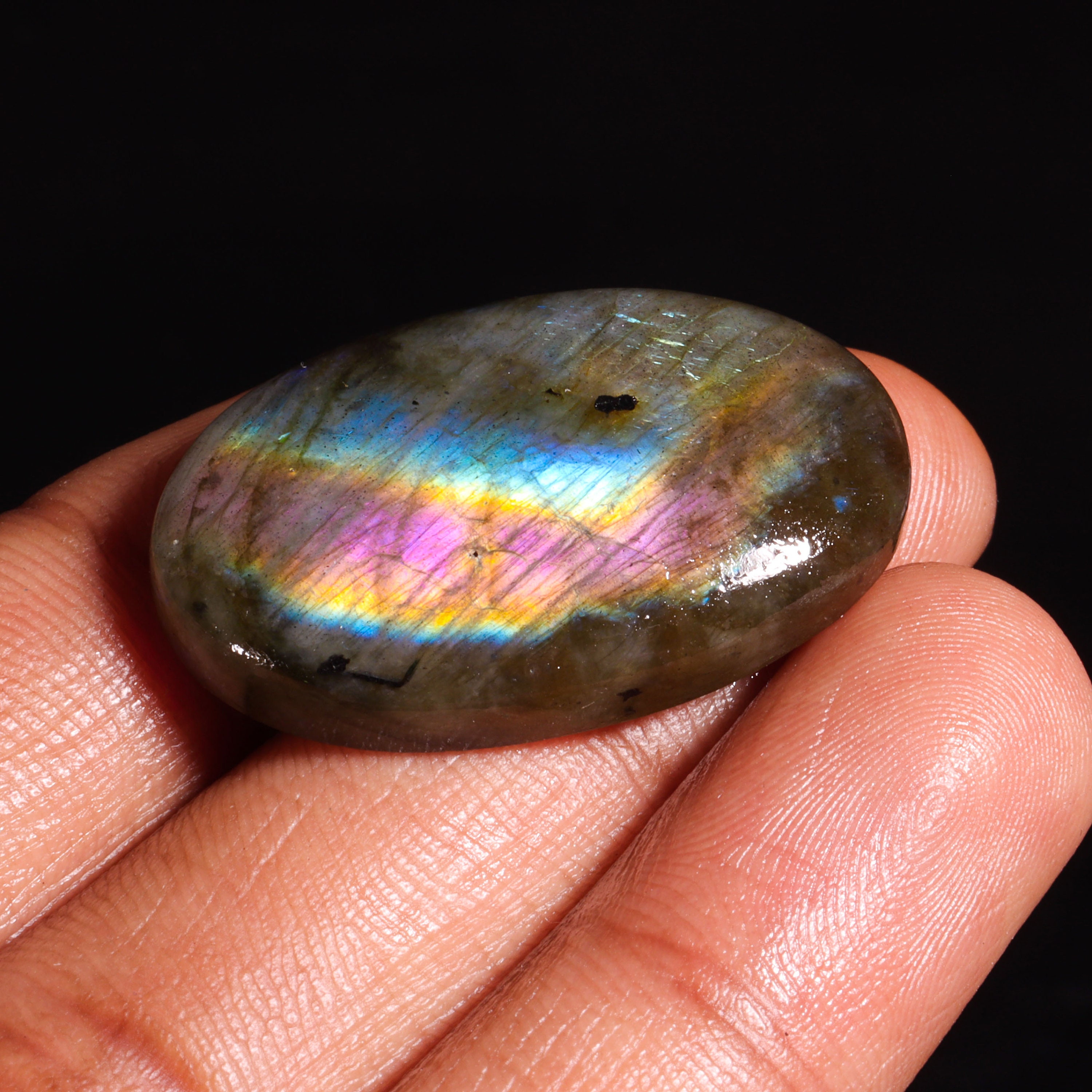 Gros Lot De Labradorite Naturelle - Cabochons Ovales 13x18 Mm - 250 Carats - Qualité AAAAA+ - Neuf Sans Emballage