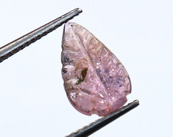 Pink Tourmaline Leaf Shape Carved Loose Gemstone For Making Jewelry 10x6x2mm P20
