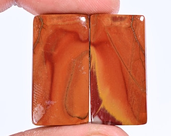 Noreena Jasper Cabochon Pair: Natural Rectangle Gemstones, 36.40 Ct