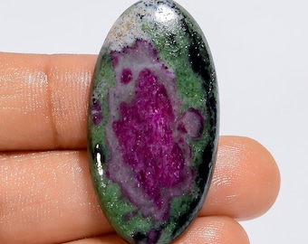 Ruby Zoisite Cabochon: Oval Loose Gemstone (39X20X5 mm, 50 Ct.)
