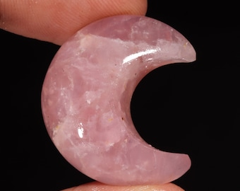 Classic Top Quality Rose Quartz Crystal Moon Cabochon Loose Gemstone For Making Jewelry 32.45 Ct 27X14X9 MM SS-213