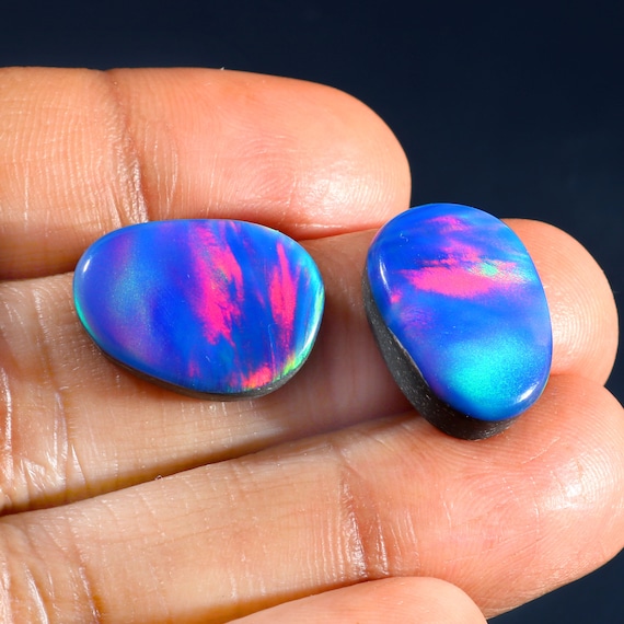 2 Pcs Aurora Opal Cabochon Aurora Opal Doublets Aurora Opal for Jewelry Rainbow Colours Opal Gemstone Etsy