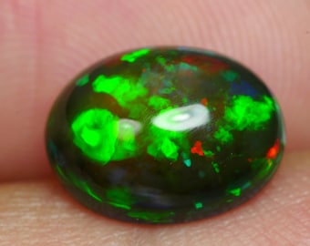 Ethiopian Welo Fire Opal Stone: Black Opal October Birthstone (3x5mm)