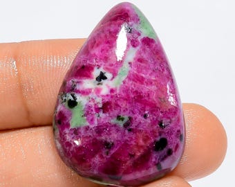 Ruby Zoisite Pear Cabochon: Loose Gemstone (32X23X7 mm, 53.5 Ct.)