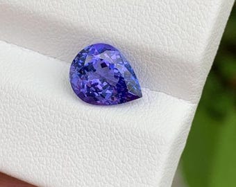 Natural Tanzanite Gemstone: 8x10mm Pear Faceted Cut, Untreated