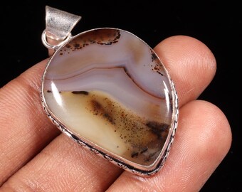 Agate Cabochon Pendant: Fancy Shape Gemstone (34X27X7 MM, 52.00 Ct)