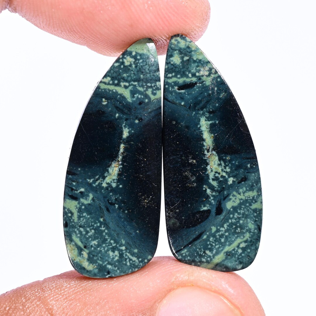 カンババ ジャスパー カボション ペア: 天然宝石ジュエリー製作 (27.70